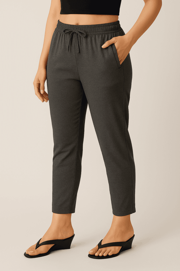 grey color straight cut pants