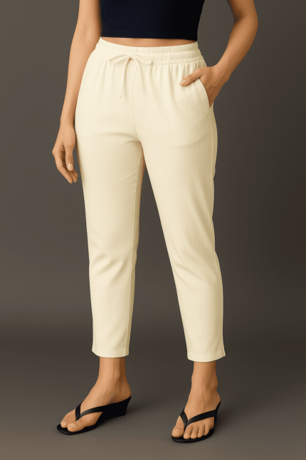 Cream straight cut pants