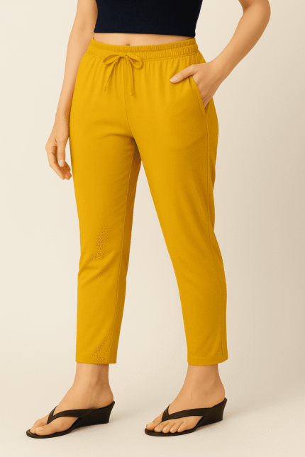 Yellow Straight Cut Pants for womens