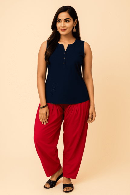 Cotton Patiala Red Color Pants for Women
