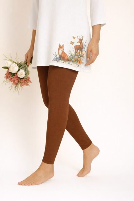 Chocolate brown ankle length leggings for women