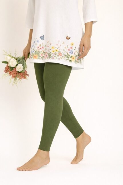 Forest olive leggings for women