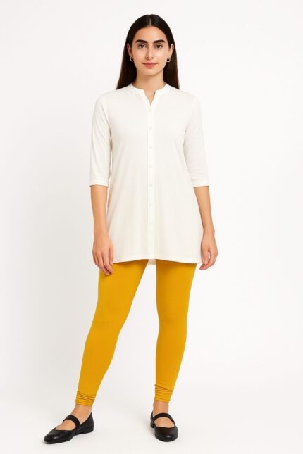Golden yellow leggings for women